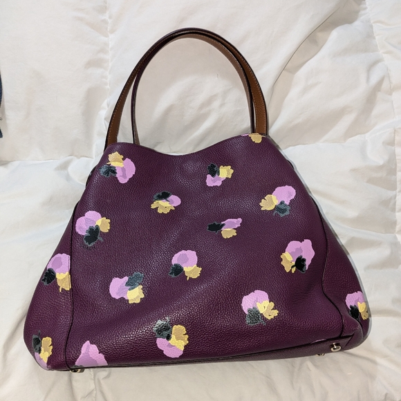 Coach Women's Edie Floral Purple Plum Bag - Picture 2 of 4